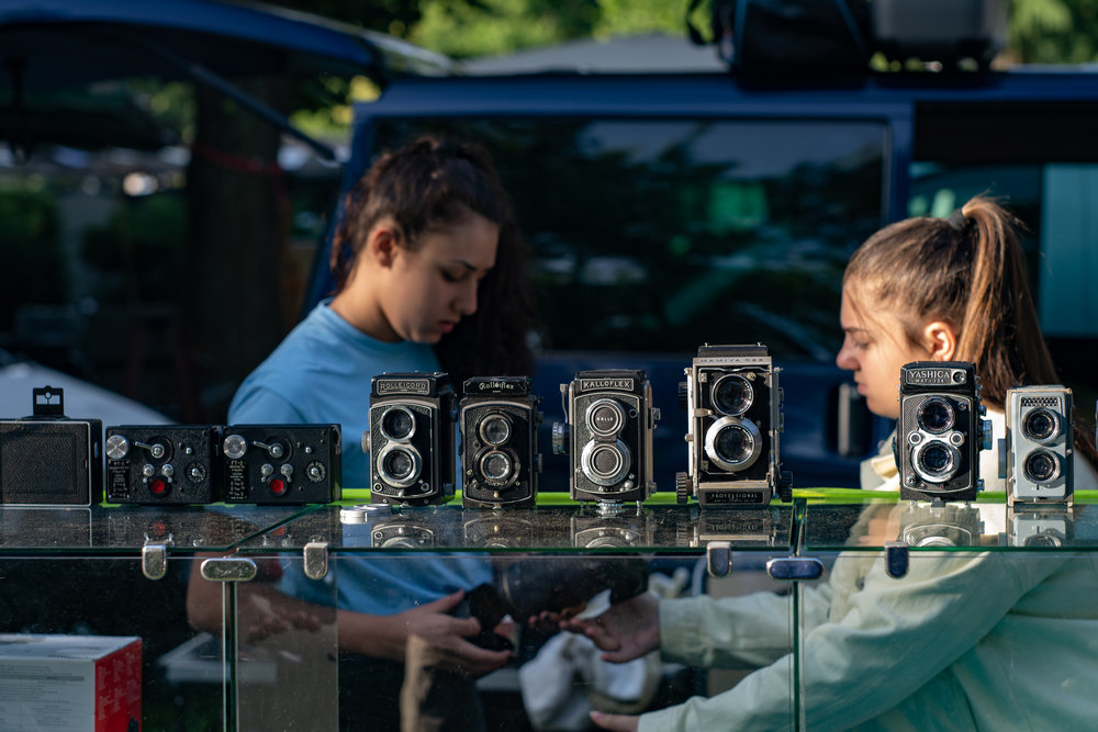 Some professional display stands for the twin-lens reflexes