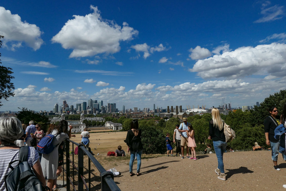 The London financial district viewed from the centre of the world's dating system. The Greenwich meridian is ground zero for longitude (Image Mike Evans, Leica C-Lux)