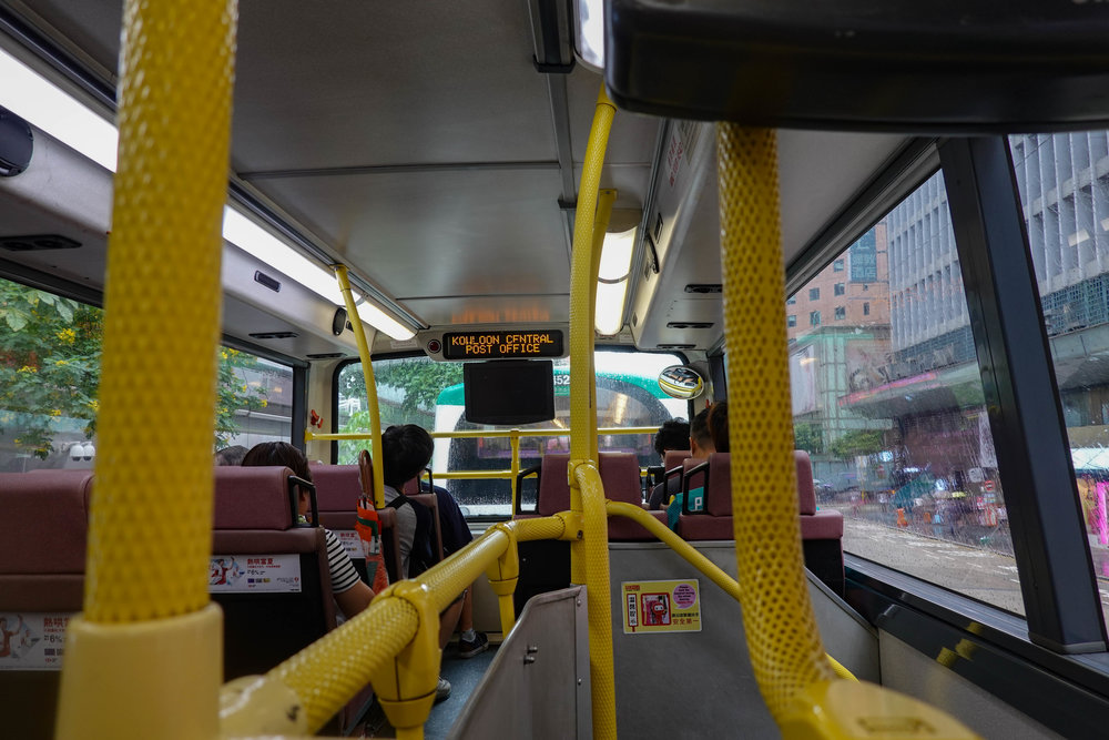 The top deck in Hong Kong seen from my favourite seat, just like London.....