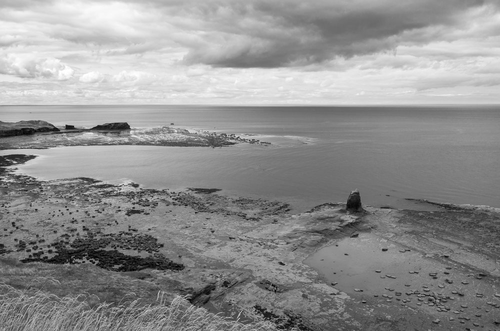   he view over Saltwick Bay - spot the Goth being photographed on the Admirals Wreck  