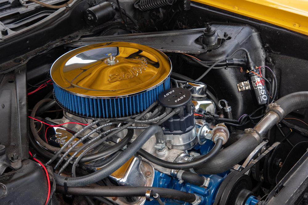 Power house of a 1973 Ford Mustang in all its glory