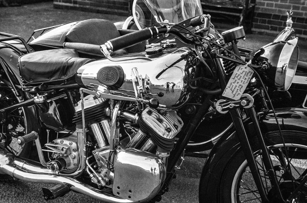 Rangefinder cameras keep on working, thanks to precision engineering and total lack of dependence on electronics (except, of course, in the case of modern digital rangefinders). This 1935 Brough Superior was shot on a contemporaneous Leica III — but taken in 2016 by Mike Evans