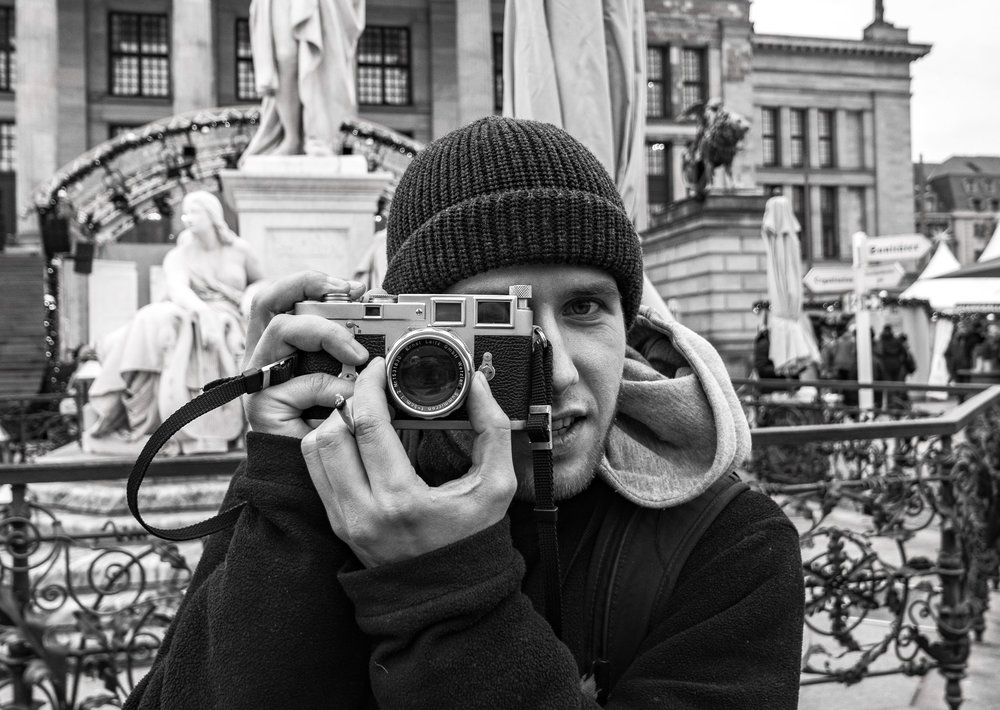 Classic rangefinder cameras are now achieving cult status. Film is definitely not dead, and is back with a vengeance. Thomas from Austria had just purchased his sixty-year-old M3 when we met at the Gendarmenmarkt Christmas Market in Berlin last week (image Mike Evans, Leica D-Lux 7)