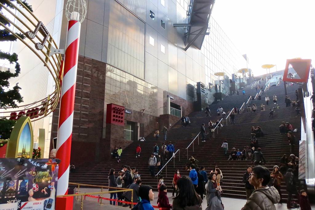 Kyoto station; a contrast of colour and black ..stairs going on forever; weirdness beyond comprehension, for me.