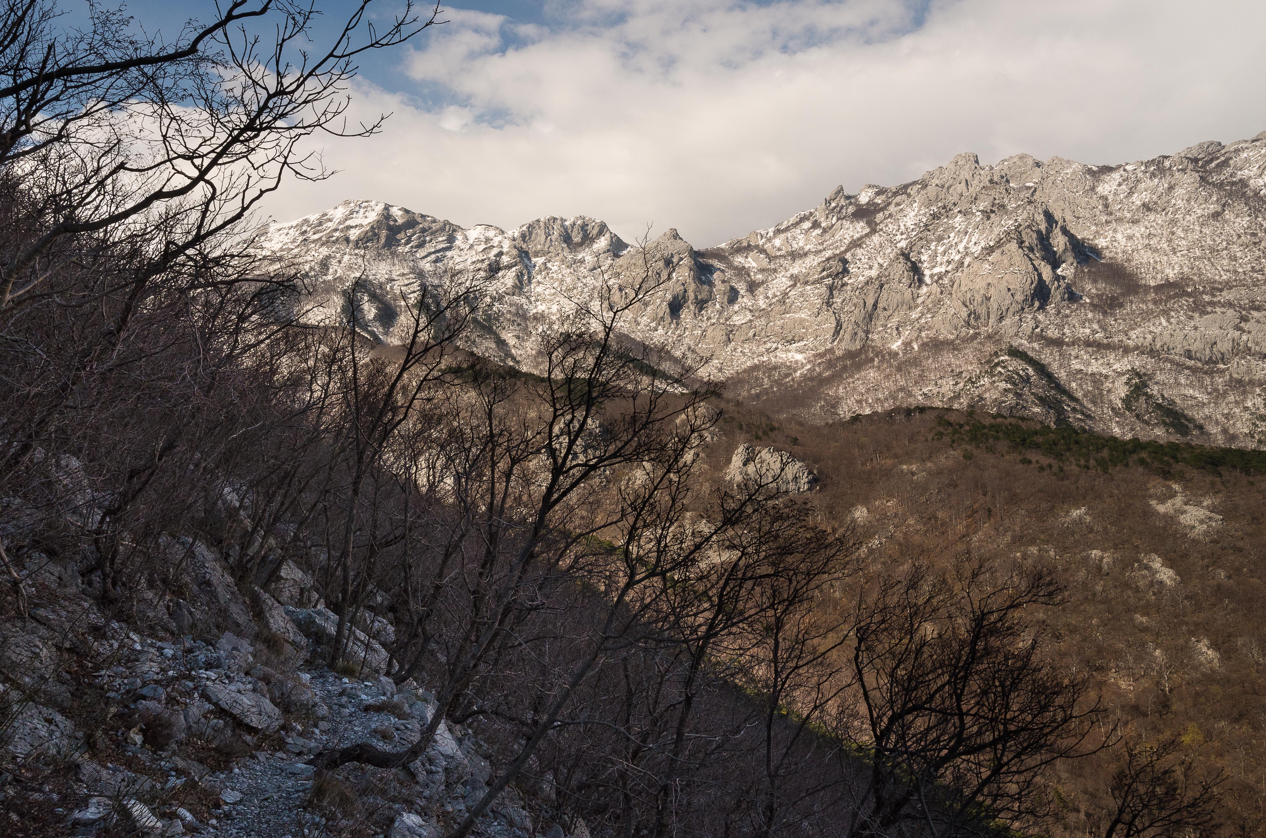 The trail north from Njive Doline across the mountain side. Taken at 15.01 on 24th March 2016.