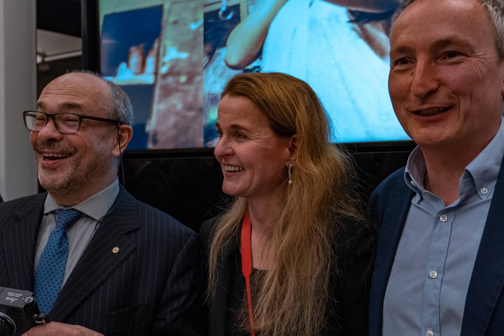 Andreas Kaufmann and Karin Rehn-Kaufmann with Leica UK managing director Jason Heward