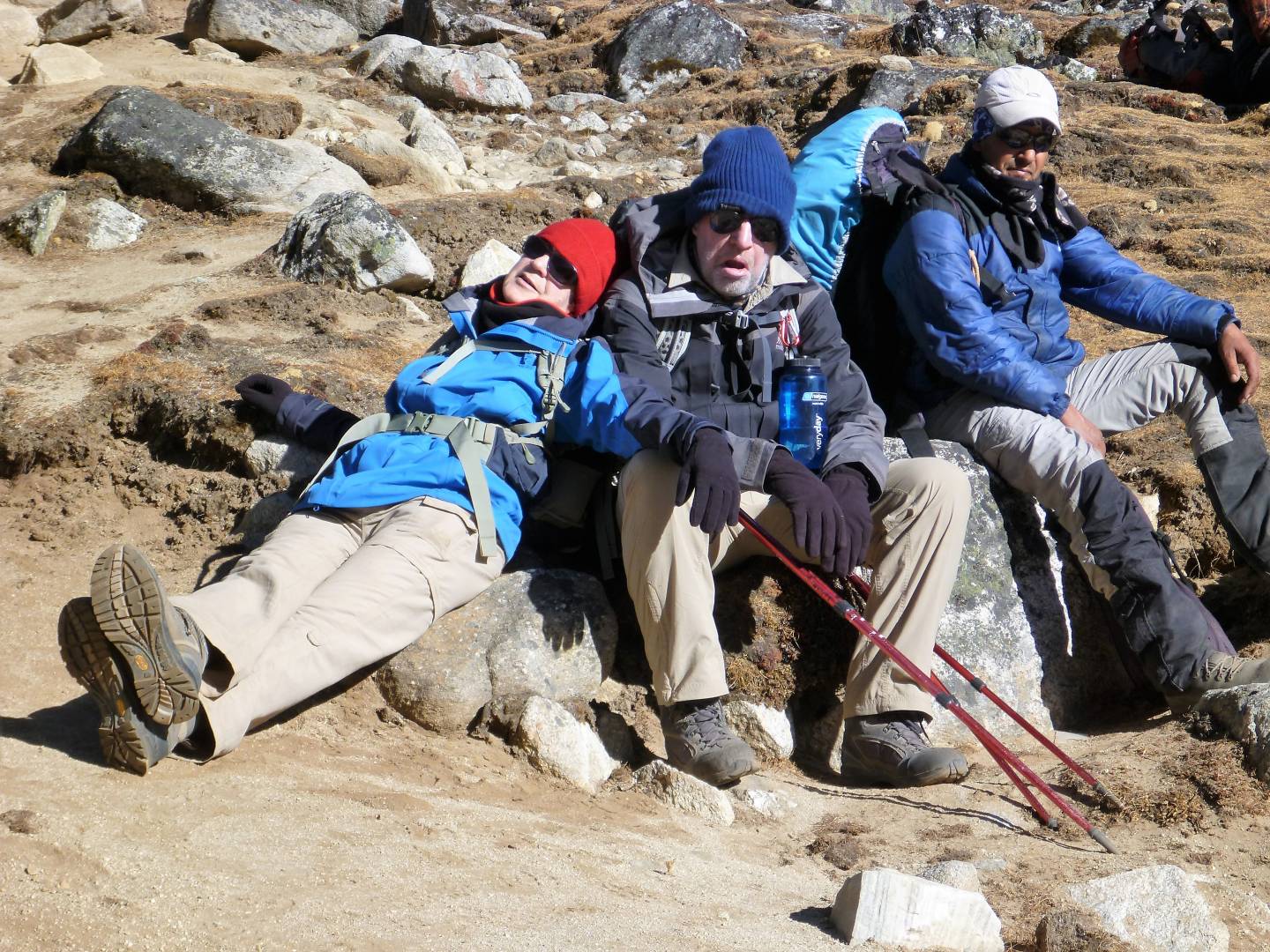 Wayne and Dianne (aka Wine and Dine) at altitude in 2012. Dianne is relaxed, I’m showing the effects of carrying the extra weight of that Chapstick lip balm of hers. Our guide couldn’t fathom my discomfort, but then again he didn’t have to carry that extra Chapstick.