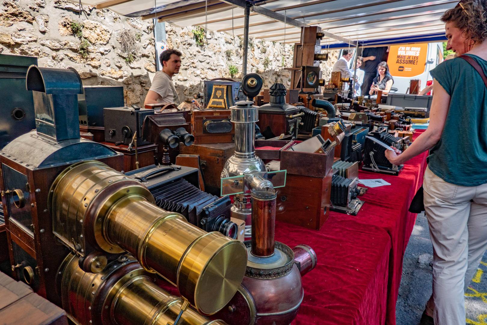 Bièvres is noted for the vast quanity of ancient plate cameras, brass lenses and magic lanterns with their impressive chimneys
