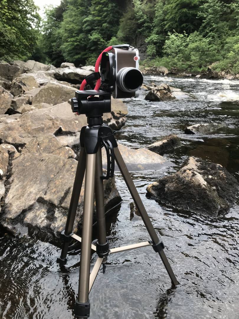 My beloved Leica X on its tripod, wading in the river. With Hoya Pro ND10 filter attached. Shot on iPhone 7 Plus