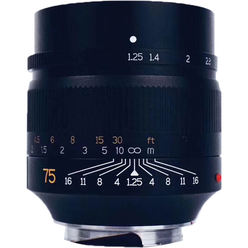 The lookalike, not yet announced but well documented already. The 7Artisans "Noctilux" comes with familiar red dot and orange focal-length inscription. All for under £500 compared with Leica's £10,250. Image, B&H Photo