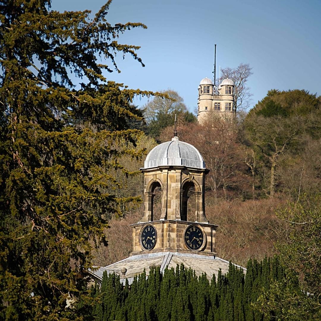 Chatsworth House - Stable Block & Hunting Towers, 29th March 2019. Fujifilm XT2 - with 50-140mm F2.8 at 140mm, 1/600s, f/5.6, ISO 200