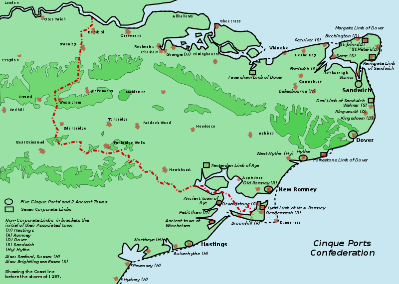 The Cinque Ports confederation (Wiki Commons)