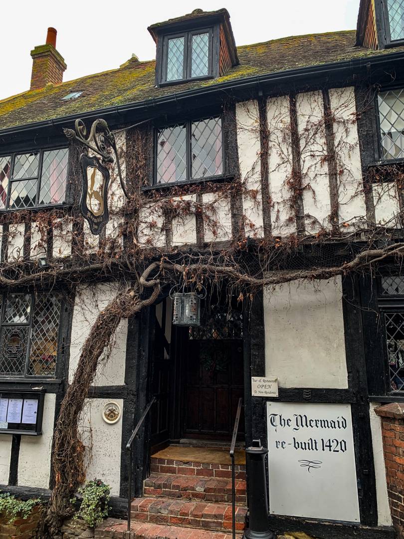 Rebuilt in 1420 but much of the current facade owes its appearance to "modern" Tudor. Accommodation at The Mermaid is comfortable but rather quaint.