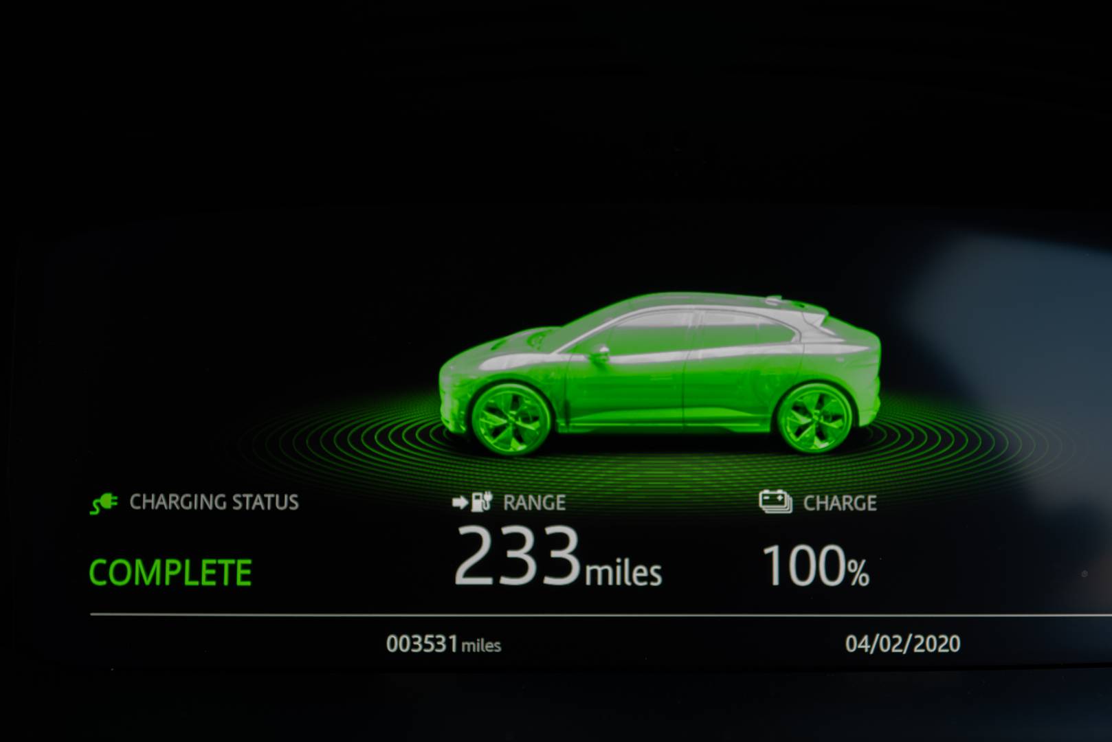 The off — with a full tank of 233 miles and an 175-mile round trip in prospect