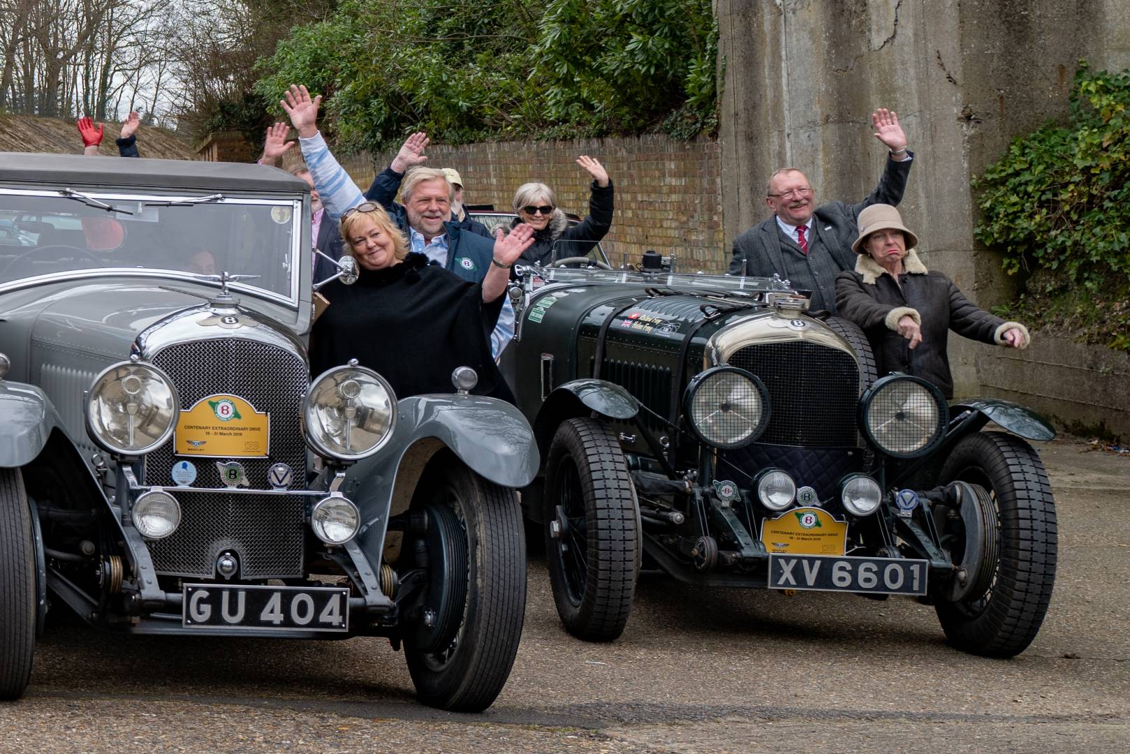 Happy days as members of the Bentley Drivers' Club gather under the Members' Bridge on the ancient banked circuit. April 2019, Leica Q2