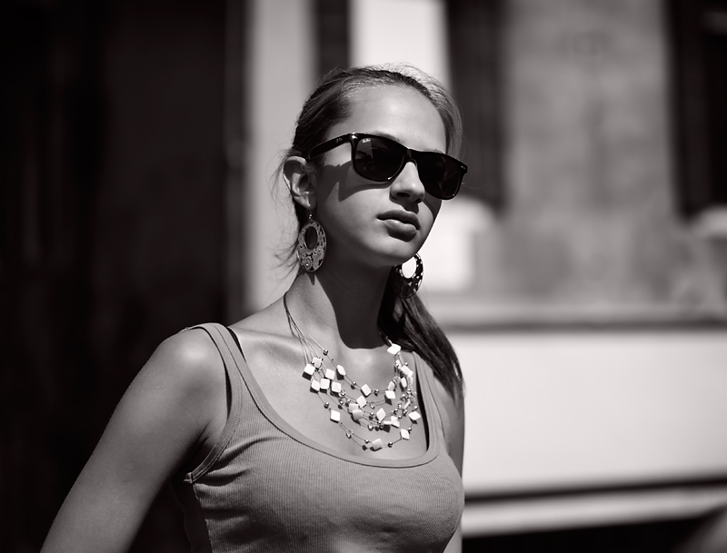 Girl with Sunglasses. Leica Monochrome with CCD sensor taken by George James
