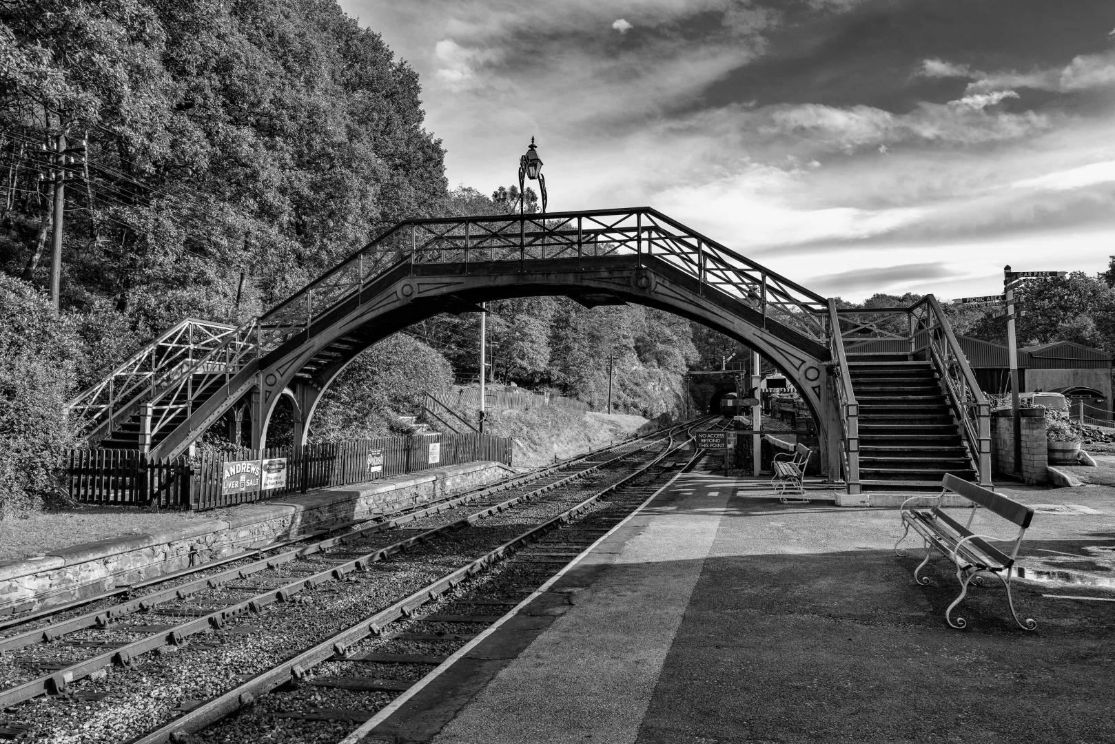Footbridge to nowhere. Since Haverthwaite is now the end of the line, there is no use for the opposite platform (Mike Evans)