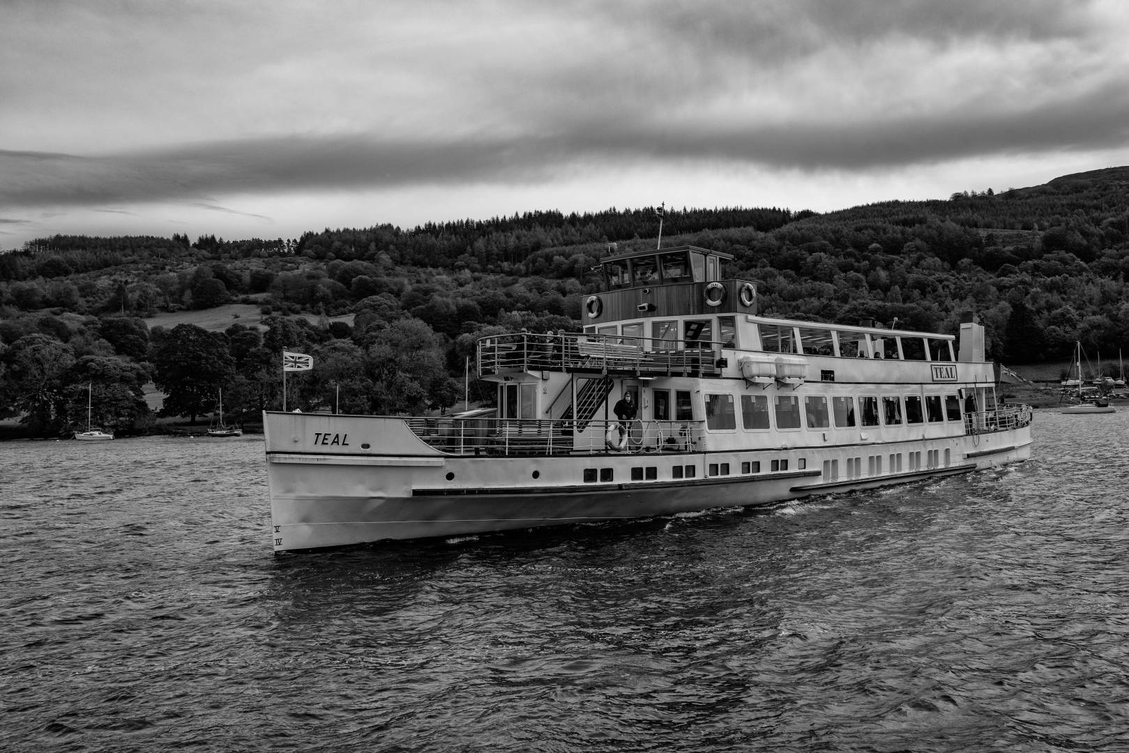 MV Teal arrives at Lakeside station to meet the train from Haverthwaite (Mike Evans)