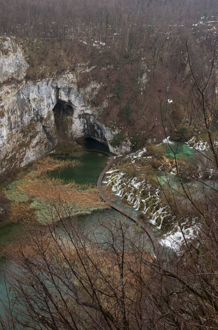 The Great Cascade from the west side of the gorge with Šupljara cave upper centre