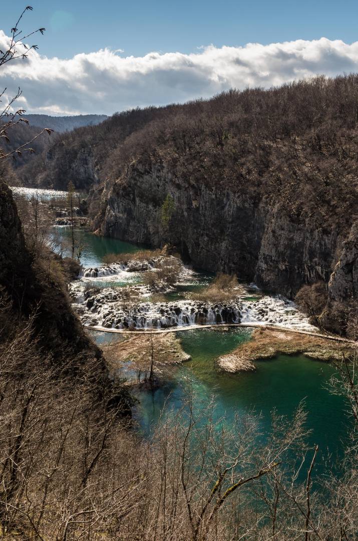 The Great Cascade with Milanovac Lake and Gavanovac Lake beyond and Kaluderovac Lake in front