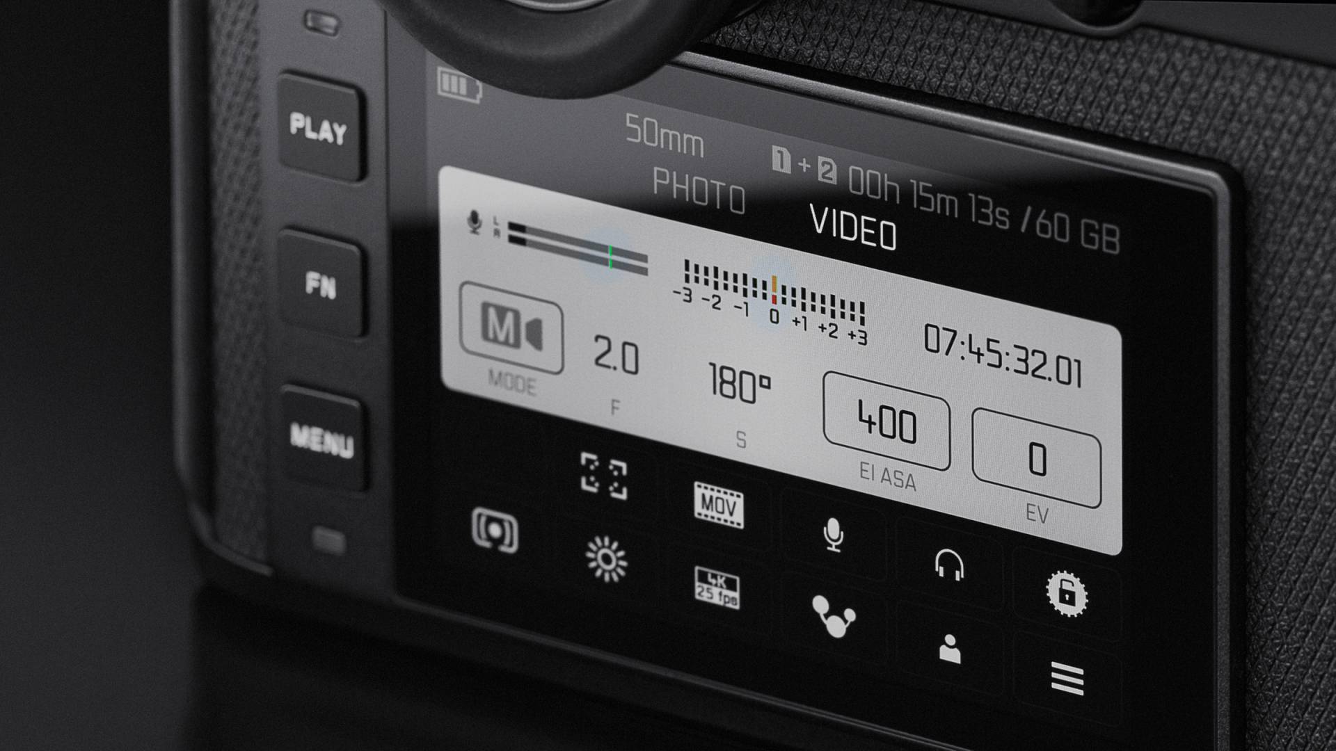 The new quick menu, found on other models such as the CL and Q2, differentiates between video, as here...