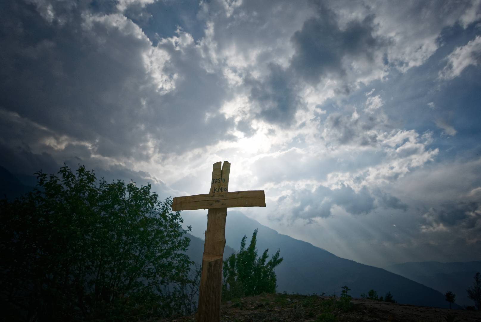 An hour from Dirang, a cross marks the spot of an accident