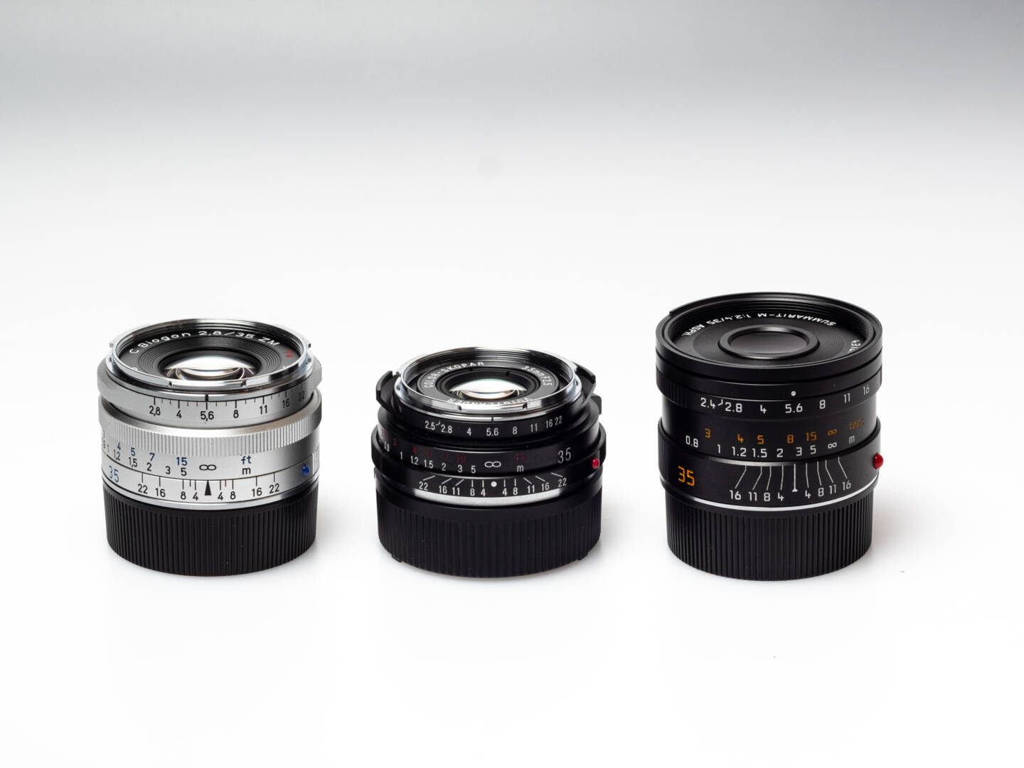 If the Zeiss Biogon 35/2.8 (left) is not the right thing for you, consider the Voigtländer Color-Skopar 35/2.5 or, for digital use, the Leica Summarit 35/2.4 (or its predecessor, 35/2.5, which allegedly has the same optical design)