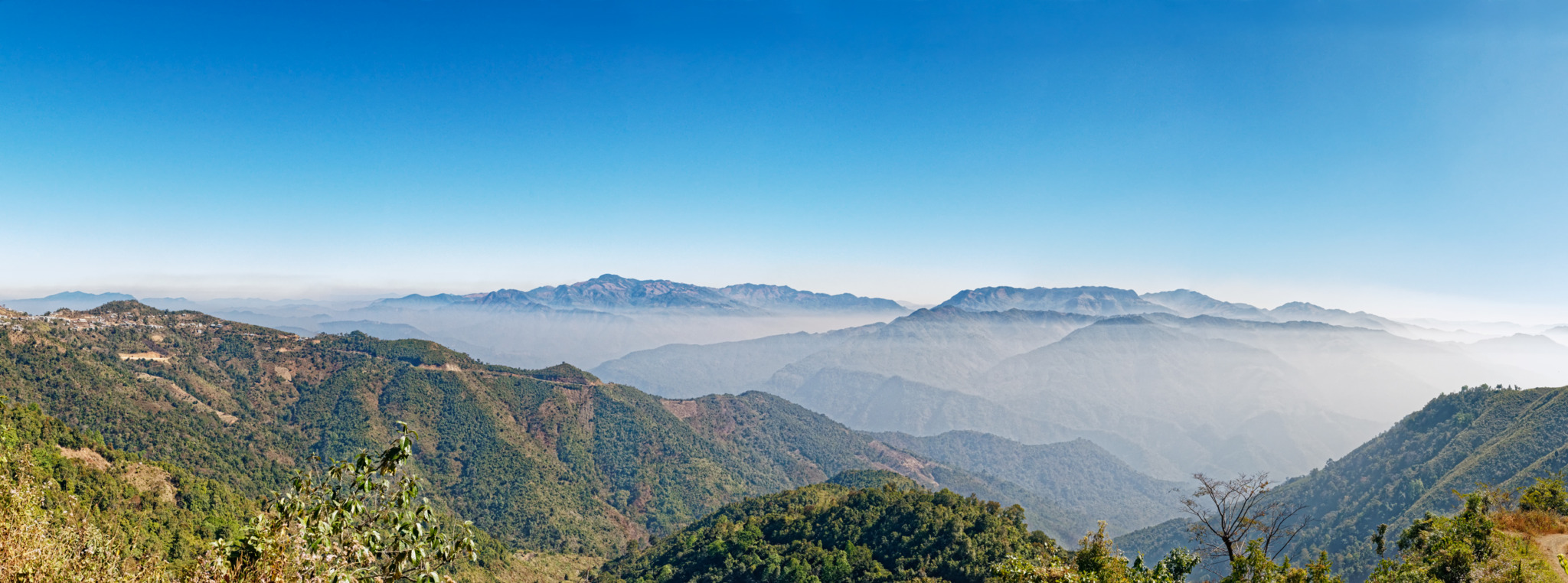 A view of the Arakan range in Myanmar from Mizoram