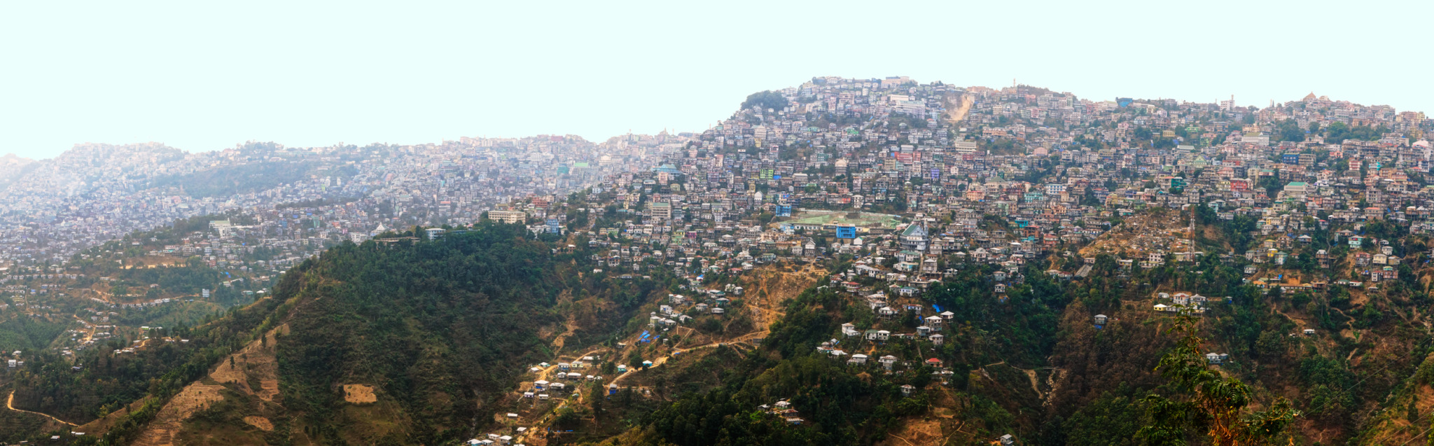 A view of Aizawl taken from Zemabawk east of the city