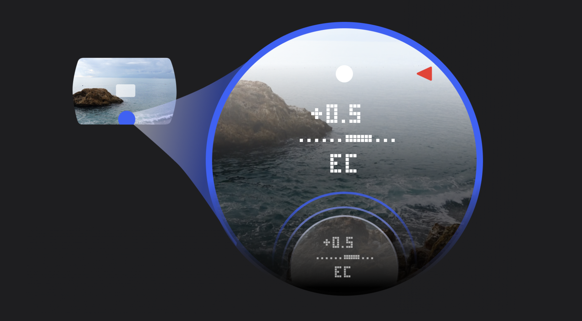 The new interactive settings are projected as an overlay positioned at the periphery of the field of view, so as not to distract. Choose which indicator to display with the menu wheel. Click to change your parameters