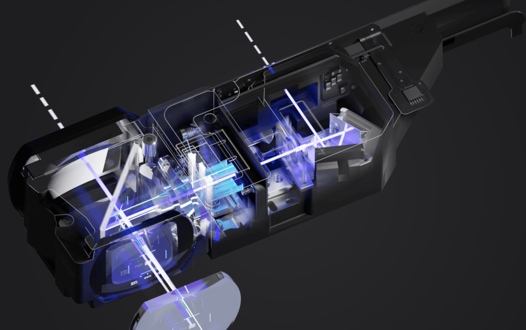 The rangefinder assembly combines 4 distinct optical paths together. The wide view in the viewfinder is overlaid with frame lines, interactive settings and the rangefinder patch in the centre