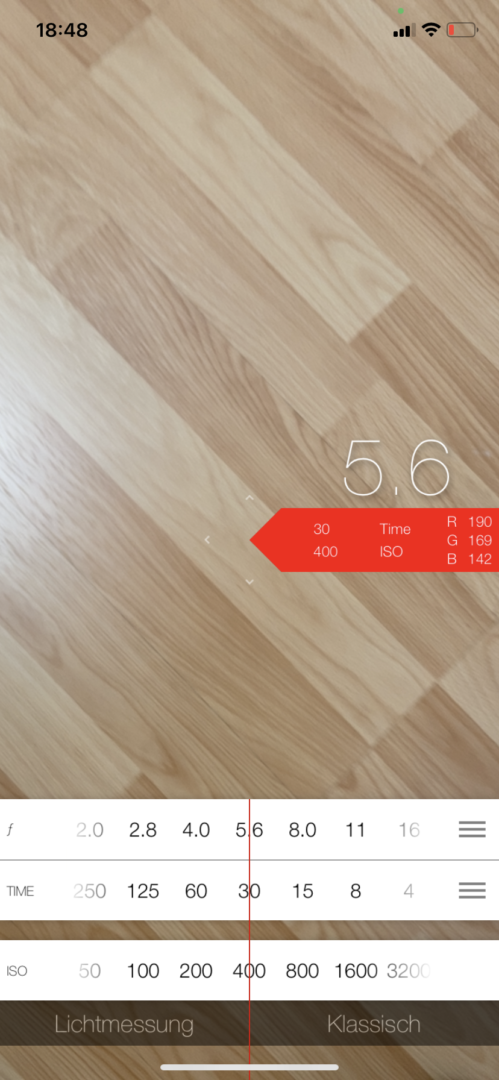 Photometer light metering app: