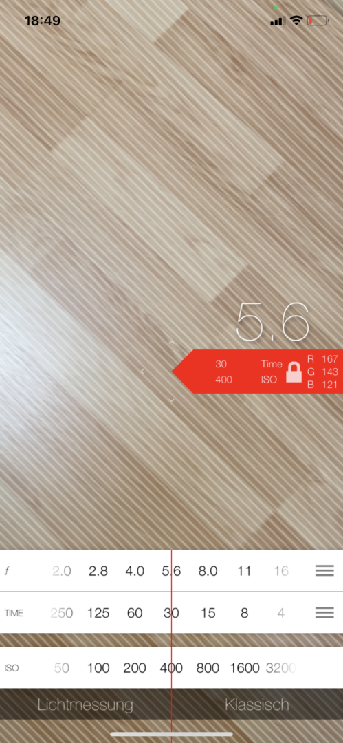 Photometer light metering app: