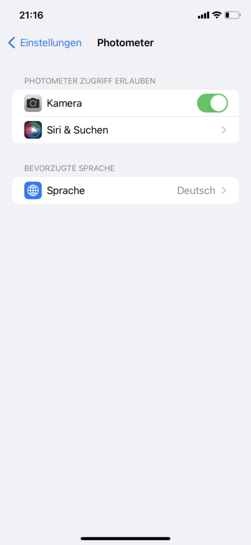 Photometer light metering app: