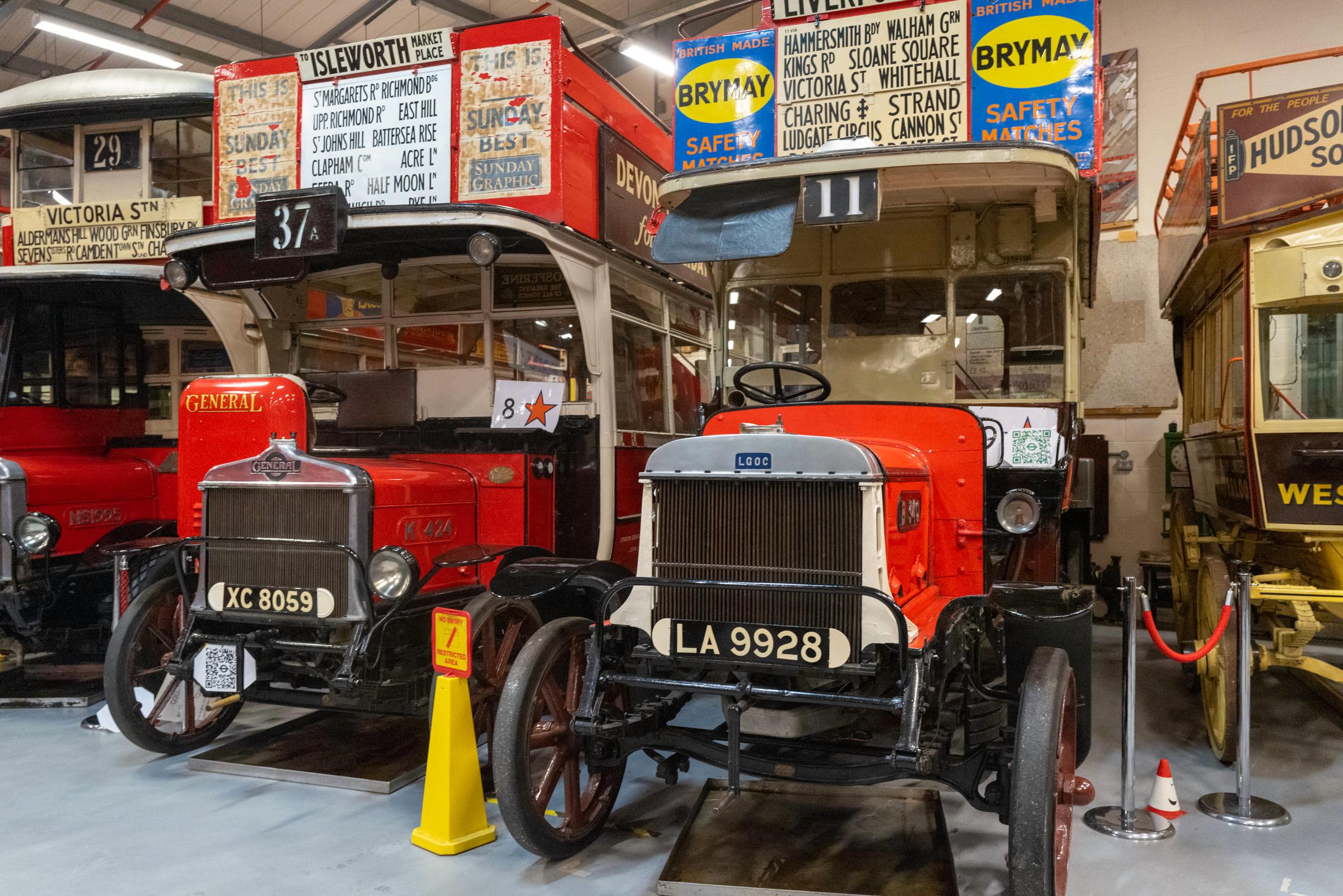 Until the late 1920s, covered top decks were forbidden on safety grounds, as were windshields for the drivers