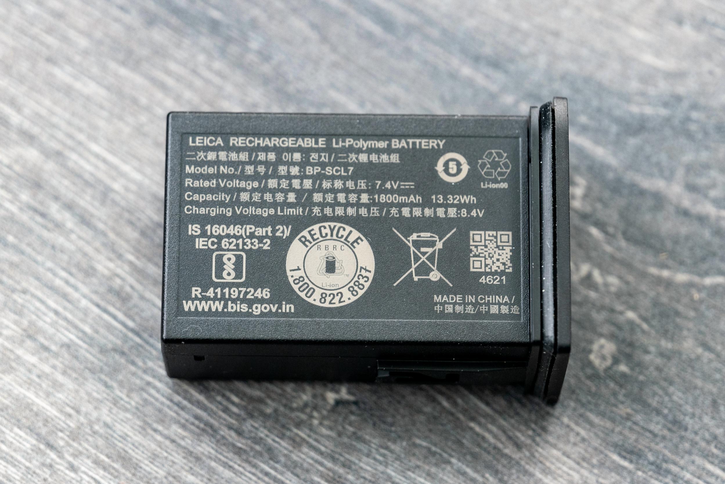 The new M11 battery is rated at 1,800 mAh compared with the 1,100 of the M10 battery. This extra capacity allows between 700 and 1,700 shots on one charge, depending on the camera's power settings. The advantage of the rangefinder is that it uses no power, so use it exclusively and the life of this battery is astounding
