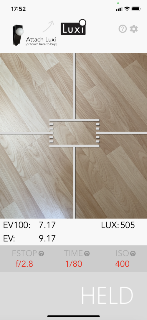 Luxi iOS light metering app