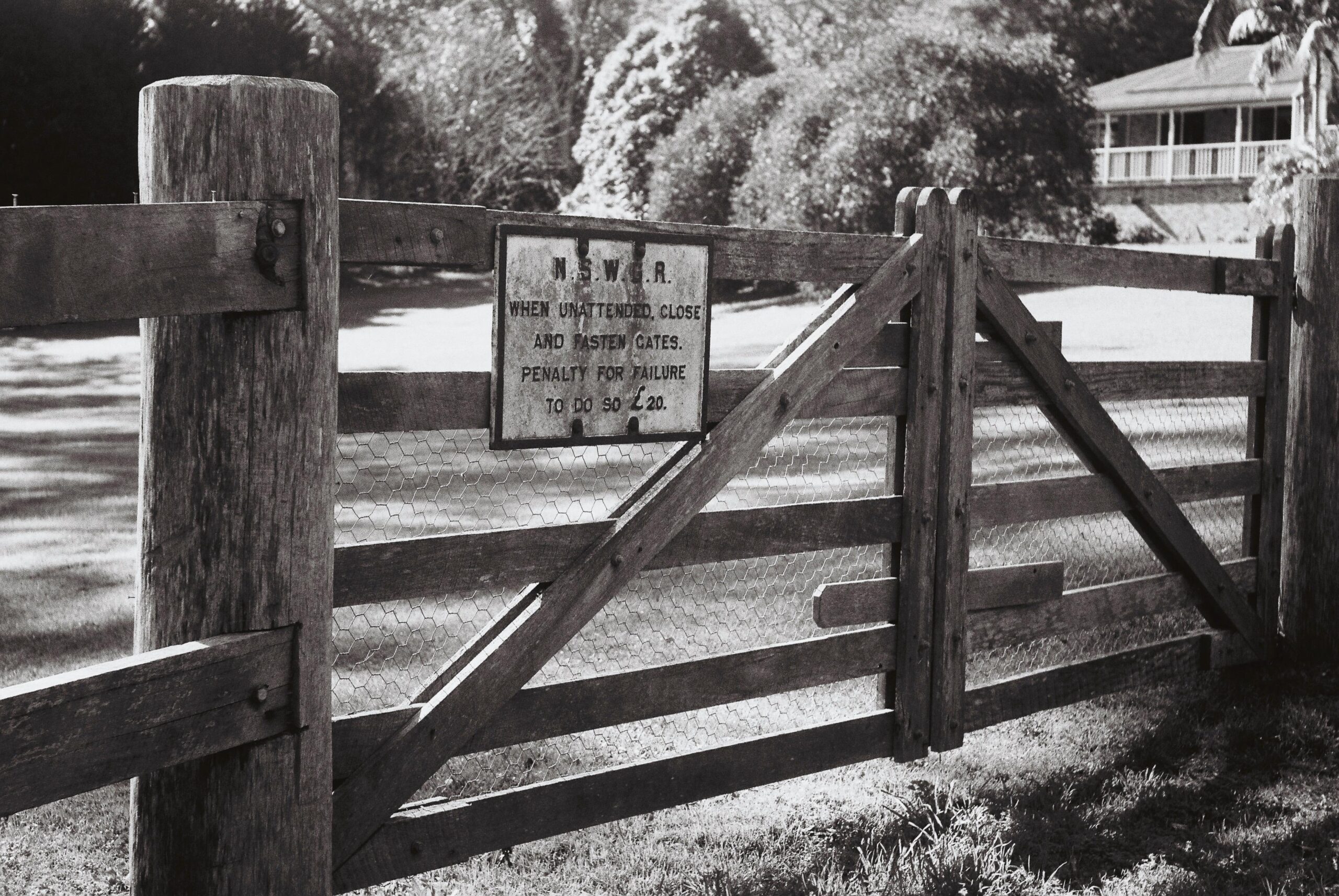 And yes, the Agfa still provides images. This one from Ilford FP4 film, a shot of our neighbour’s side gate. He collects old NWS Government Railway signs, this one is older than the camera