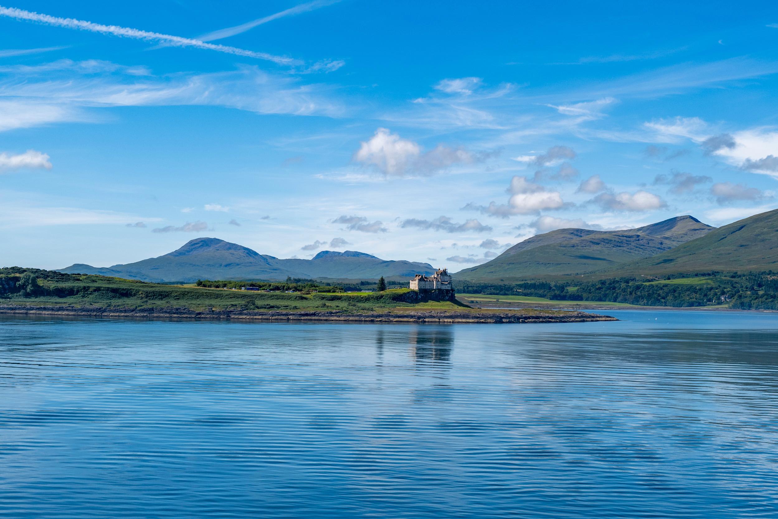 Cruising the Scottish Isles during the summer break. Here is Duart Castle, home of the Clan MacLean, guarding the southern approach to the Sound of Mull — just one of the glorious scenic delights viewed from the deck of the Queen Victoria. No shore leave, though...