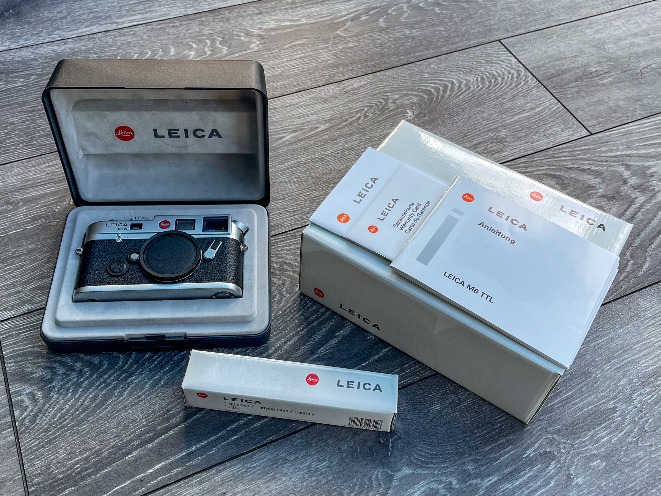 Never throw away the packaging from a Leica. Here is the editor's M6TTL complete with boxes, instructions, warranty and, even, an unopened strap in its own little box.