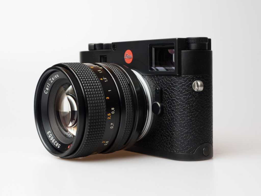technical illustration Contax Planar 50/1.4 and Leica M10