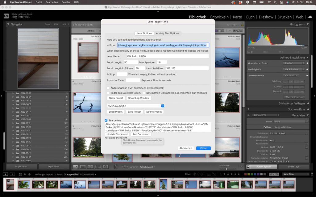 LensTagger Lightroom plugin screenshot