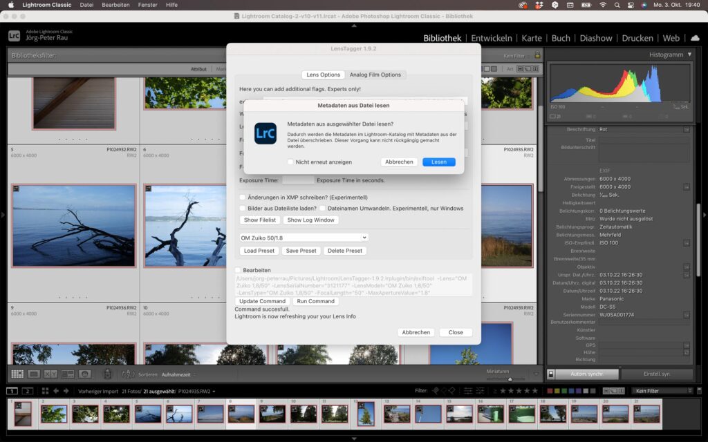LensTagger Lightroom plugin screenshot