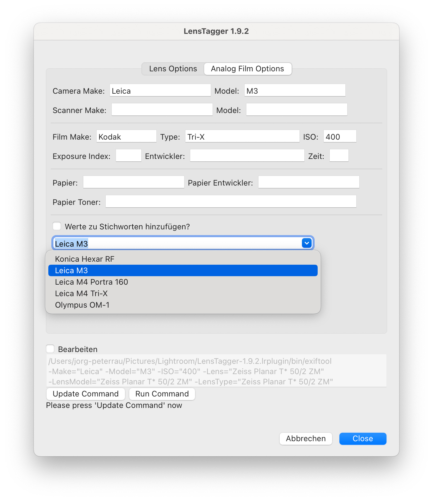 LensTagger Lightroom plugin screenshot