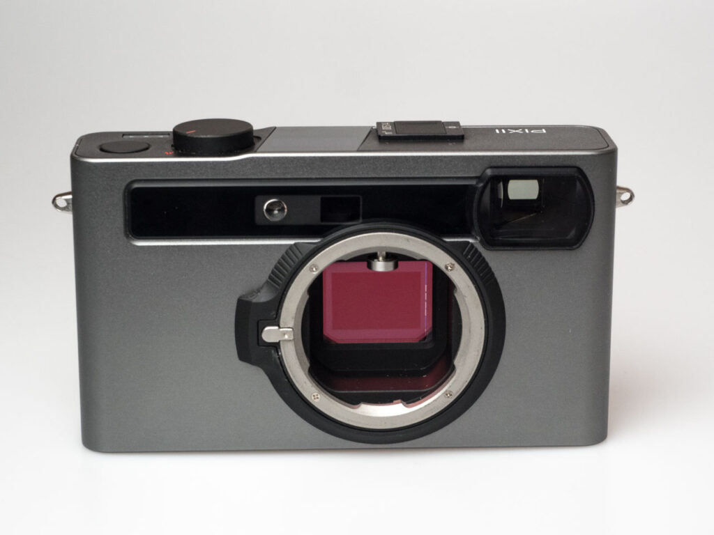 Product image shows Pixii rangefinder camera model A2572 sensor exposed