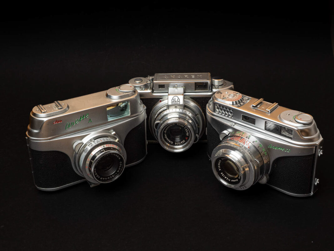 Image showing three cameras from the manufacturer AkA Friedrichshafen, later called akw