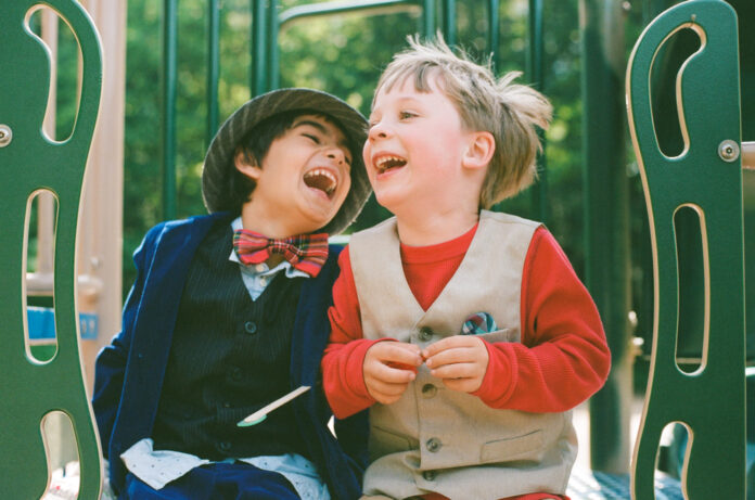 Two kids laugher