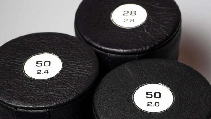 Photo shows how to create a label for a Leica M lens pouch