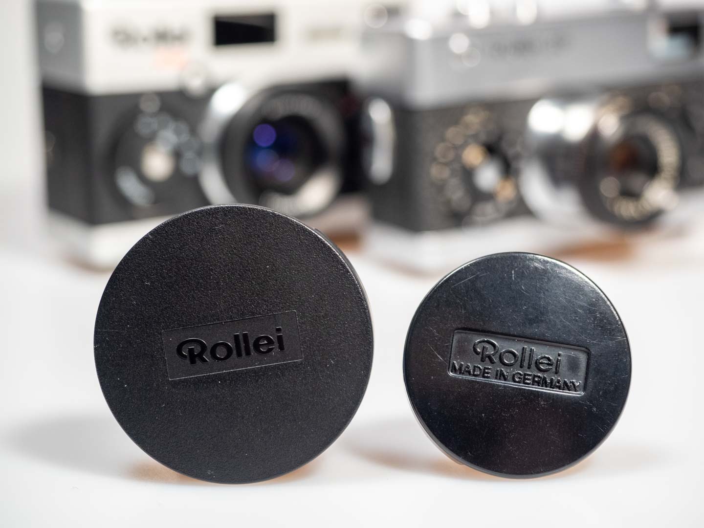 Product image shows Rollei 35AF (2024) analogue camera and its predecessor, the Rollei 35 which was first launched in 1966.