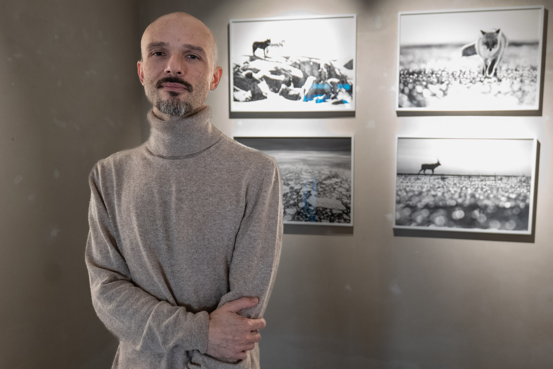 Image shows Italian photographer Marco Ronconi in his exhibiltion at Leica Galerie Konstanz